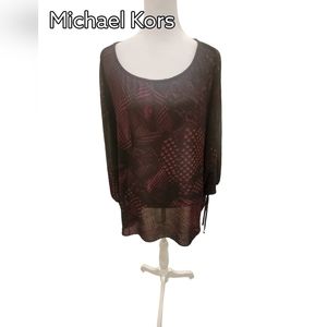 𝅺michael Kors Plus Size Red and Black Sheer Blouse Size 1x